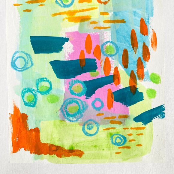 Land of Many Suns Original Mixed Media Wall Art Collage Painting 8x10in Matted - Picture 4 of 7